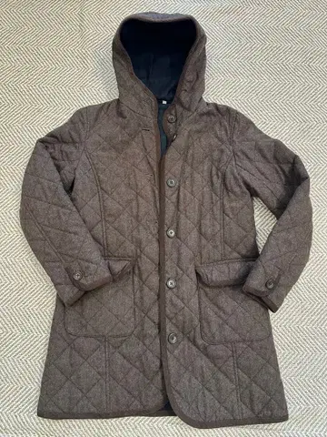 MUJI 퀼팅 코트 M 브라운 후드 부착