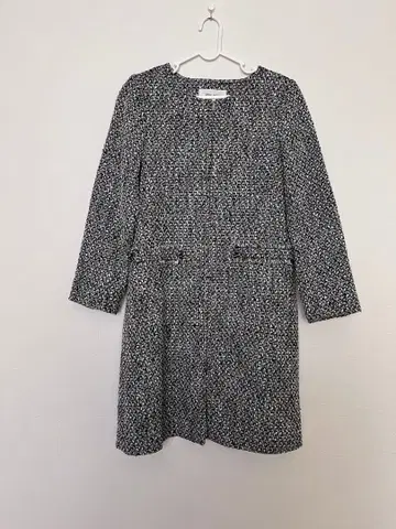 로얄 파티 트위드 노카라 코트 자켓풍 고급 깔끔한