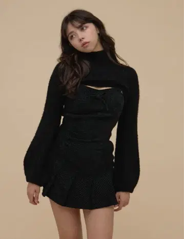 andmary Twiggy tweed mini dress black