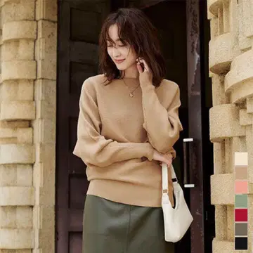 유어스 돌먼 슬리브 니트 풀오버 프리 사이즈 베이지