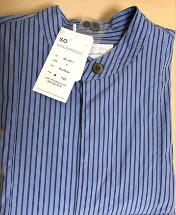 새상품 SO 블루 스트라이프 긴팔 셔츠 F 면 100% 겉옷 원피스 포켓