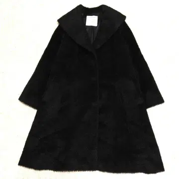 네미카 레리안 알파카 혼방 샤기 코트 여배우 옷깃 블랙 9호 근년