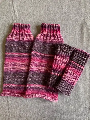 손뜨개질 레그 워머 & 핸드 워머 세트