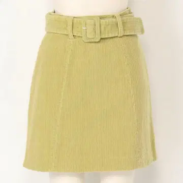 SNIDEL 벨티드 코듀로이 미니 스커트 벨트 포함