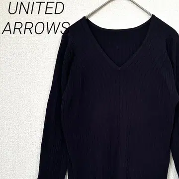 UNITED ARROWS 니트 스웨터 리브 7부 소매 V넥 심플