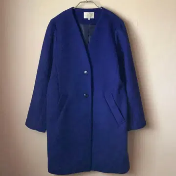 ALPHA CUBIC 노카라 롱 코트 블루