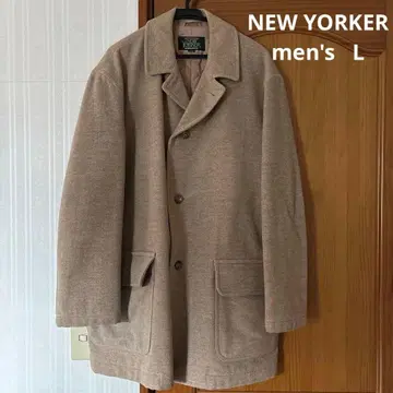 NEW YORKER 남성용 울 코트 L 베이지 라무 함유 일본제