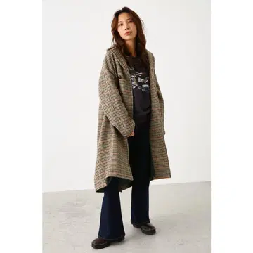 RODEO CROWNS 체크 무늬 롱 코트 M 사이즈