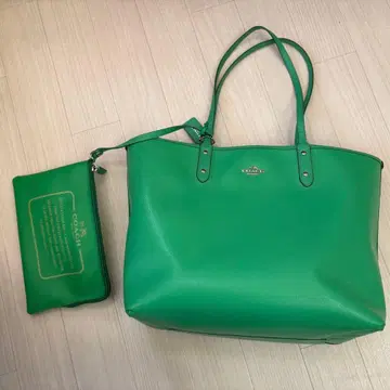 그린 토트백 파우치 포함 리버서블