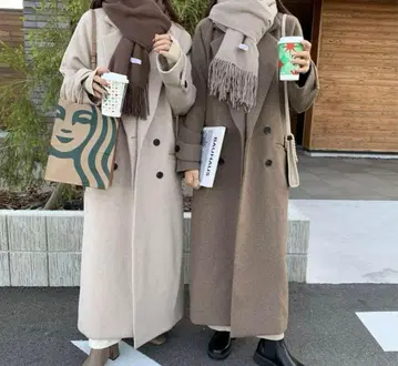 BLATE 고급 울 더블 코트 오트밀