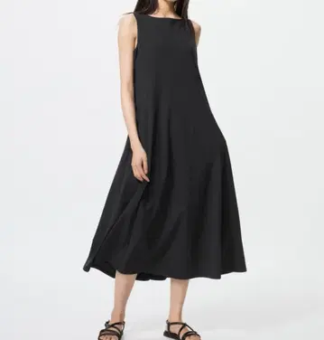 새상품 유니클로 울트라 스트레치 에어리즘 원피스 긴 길이 XXL 블랙