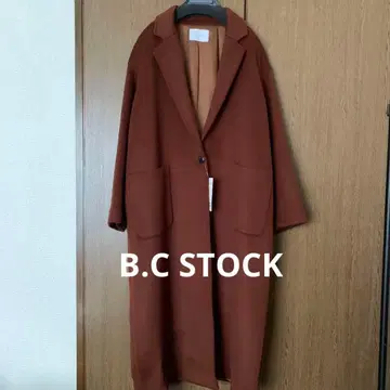 [ 새상품 택 포함 ] B.C STOCK W 비버 롱 체스터 코트 브라운