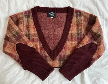 THE Dallas 체크 무늬 V넥 니트