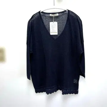 슈슈 드 마망 린넨 비스코스 니트 밑단 레이스