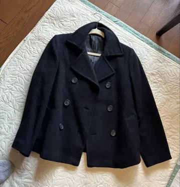 울 피 코트 블랙