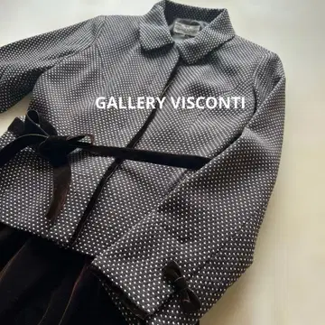 GALLERY VISCONTY 도트 무늬 자켓 벨로아 스커트 엘레강트