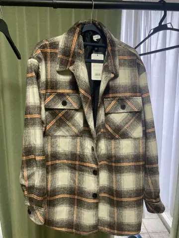 오렌지 체크 무늬 자켓 L 사이즈