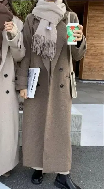 BLATE 고급 울 더블 코트 모카