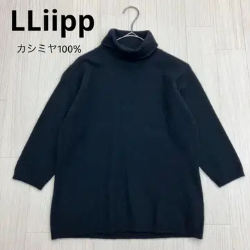 LLiipp 캐시미어 100% 터틀넥 5부 소매 니트 스웨터