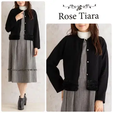 [ 빅 사이즈 ] 로즈 티아라 * 인조 모피 니트 가디건 46