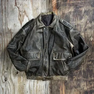 80s A-2 가죽 플라이트 자켓 브라운 짧은 기장 VINTAGE