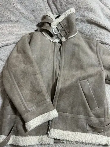 무스탕 코트 그레이 더블 지퍼