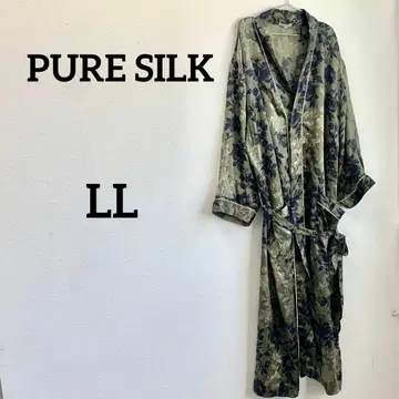 PURE SILK 실크 100% 꽃무늬 로브 가운 XL 사이즈