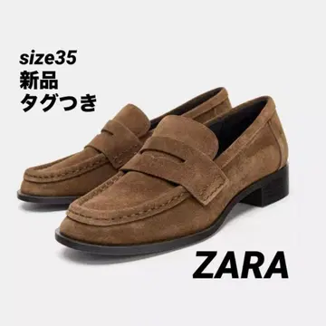 [ 완판템 ] ZARA 스플릿 스웨이드 페니 스트랩 로퍼 35 새상품