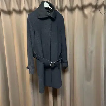 그레이 벨트 롱 코트