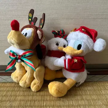 디즈니 스토어 도날드 플루토 봉제 인형 키링 크리스마스