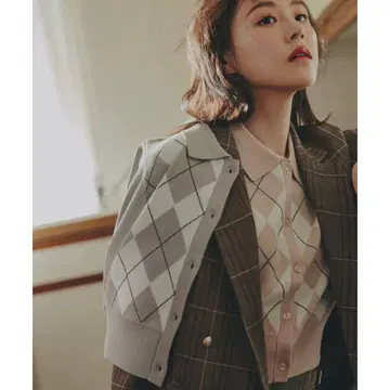 [ JILL by JILL ] 폴로 카라 아가일 니트 미사용품