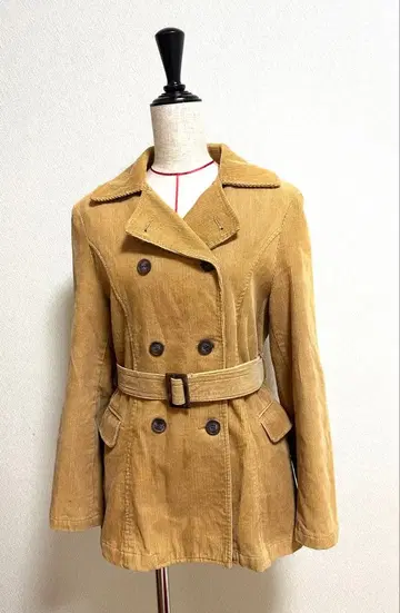 베이지 코듀로이 더블 브레스트 자켓