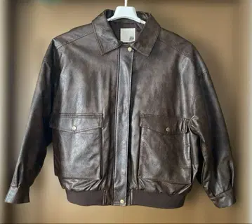 JaVa 인조 가죽 빈티지풍 충전솜 블루종