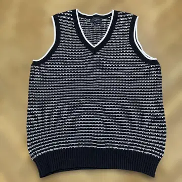 SANDREWS 슬리브리스 베스트 M 블랙 화이트 스트라이프