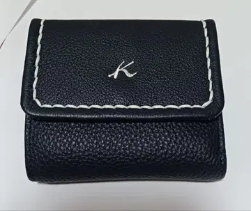 네이비 가죽 접이식 지갑 K 자수