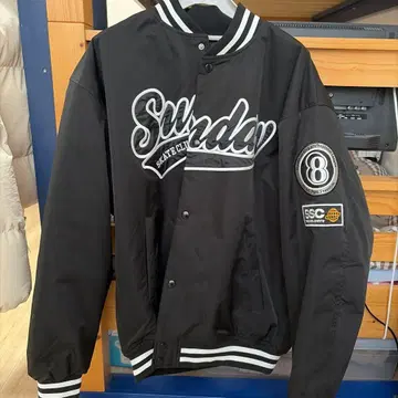 SUNDAY SKATE CLUB 바시티 자켓 블랙