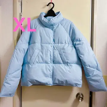 스카이블루 퀼팅 자켓 숏 기장