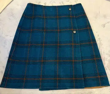 IENA 이에나 리버서블 스커트 파랑 체크 카멜