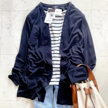 택 포함 새상품 인디비 드레이프감 저리 가디건 UV 케어 워셔블 블랙