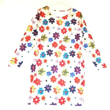 [ 신착 ] 여성용 꽃무늬 긴팔 무릎 기장 멀티 컬러 원피스 XL 사이즈