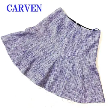 칼벤 머메이드 플레어 스커트 보라색 트위드조 36 C4672