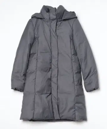 INED 그레이 후드 부착 롱 다운 자켓