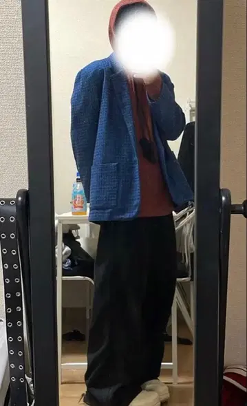 후드 부착 오렌지 니트