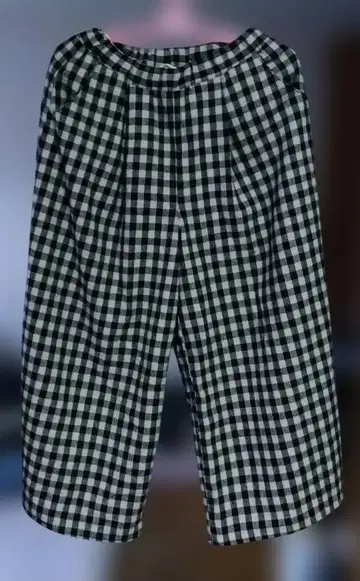 사만사 모스모스 깅엄 체크 가우초 와이드 팬츠