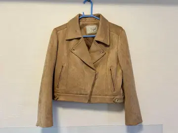 베이지 스웨이드 라이더 자켓