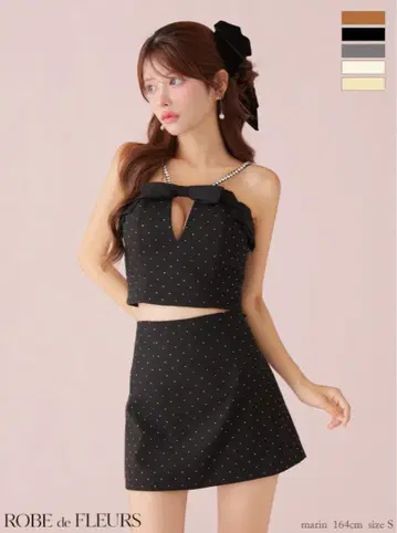 ROBE de FLEURS 블랙 도트 드레스/S 사이즈