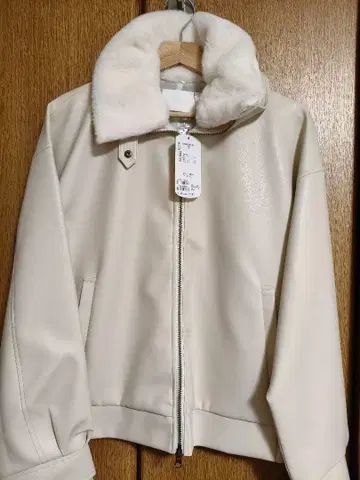 [ Chico ] 퍼 카라 탈부착 가죽 블루종 M 사이즈