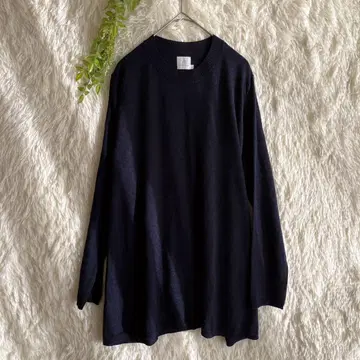 kuriharaharumi 네이비 긴팔 니트 롱스웨터 모 100%