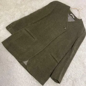 calvin klein 울 코트 카키 11호 노카라 깔끔