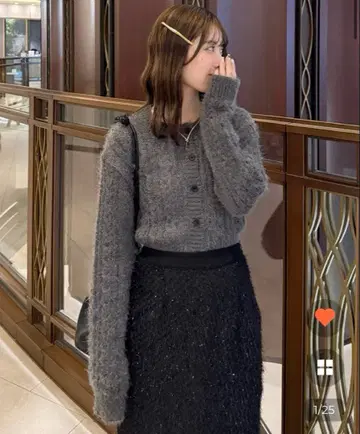 nugu aimey 케이블 라운드넥 크롭 가디건